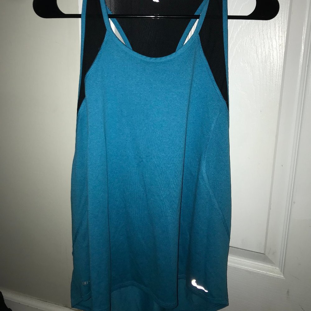 Nike Crew Blue Lagoon Black Mesh Running Tank
